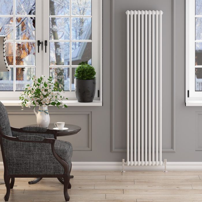 NILE 1800x465mm Vertical White Traditional Cast Iron Style 2 Column Radiator