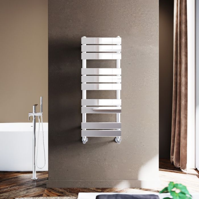 NILE 1000x400mm Chrome Heated Bathroom Flat Panel Towel Rail Radiator