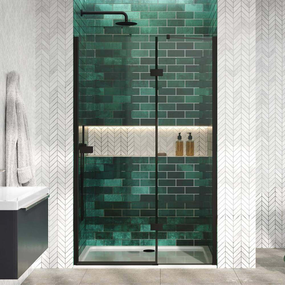 Scudo Athena 1200mm Hinged Inline Black Shower Door