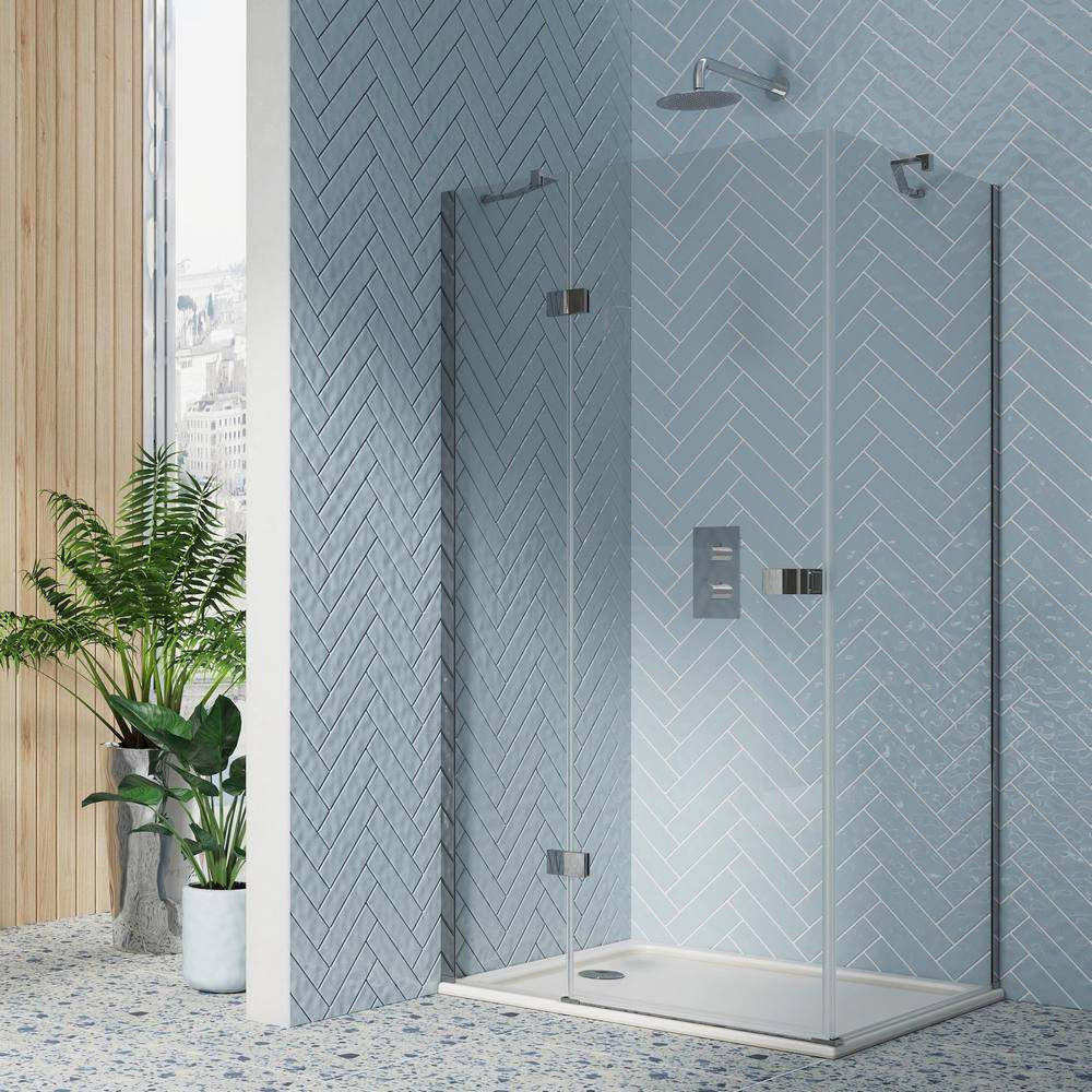 Scudo Athena 900mm Hinged Inline Chrome Shower Door