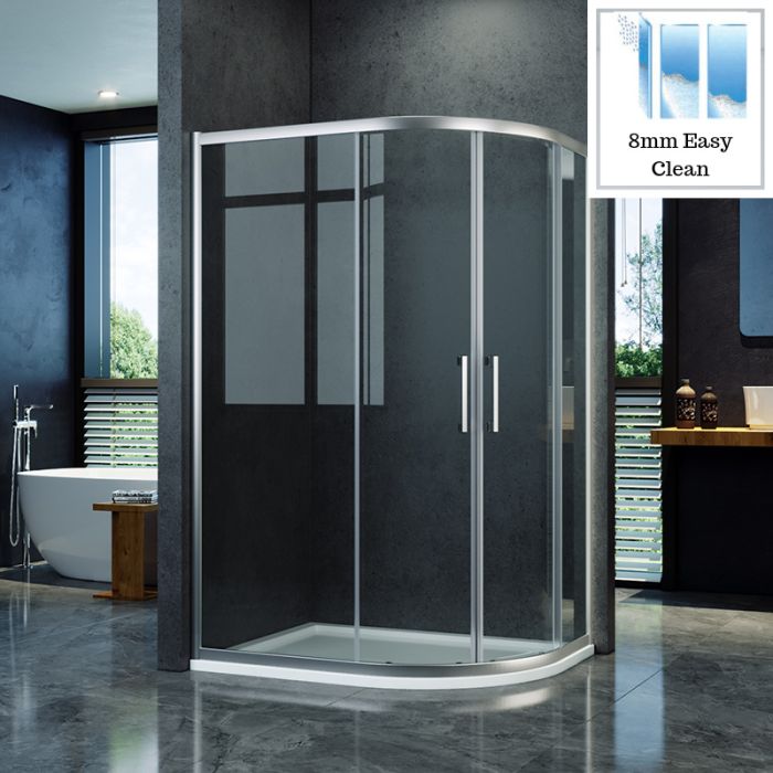 NILE 1200X800mm Reversible Offset Shower Enclosure 8mm Easy Clean Nano Glass Shower Cubicle