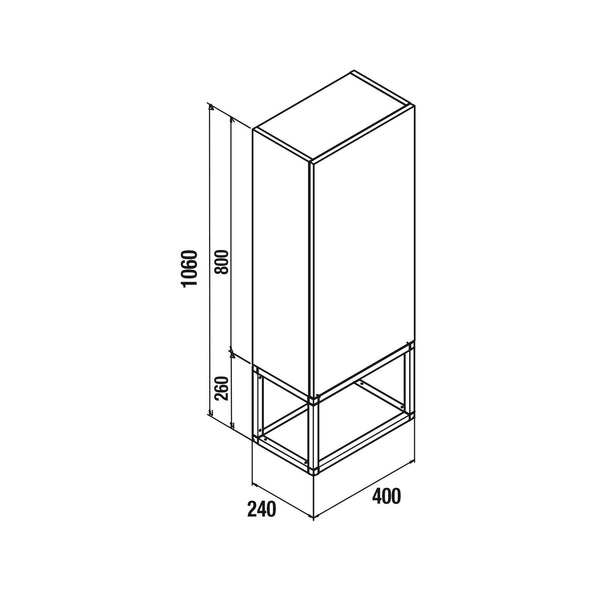 Black Vinci Noir 1060mm 1 Door Tall Frame Unit - Wall mounted Africa Oak - 1060 x 400 x 240mm