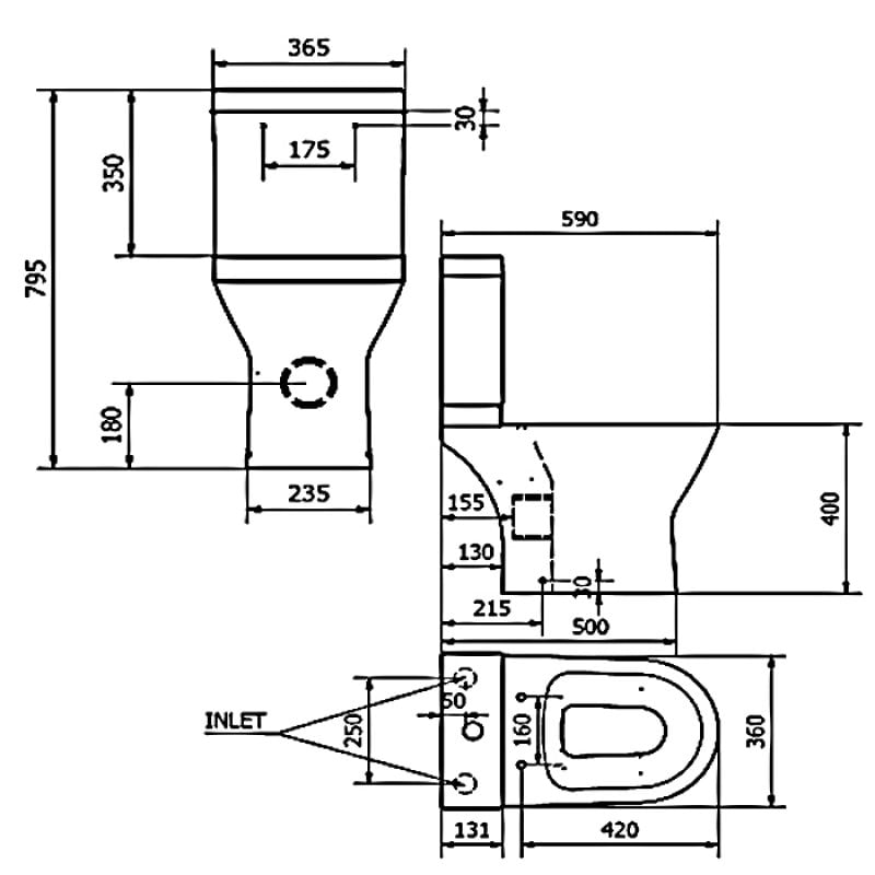 Kartell Project Round Close Coupled Round Toilet Push Button Cistern & Soft Close Seat