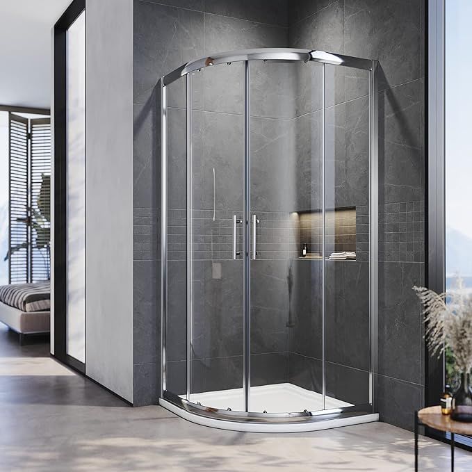 NILE Reversible Left/Right 1200x800mm Quadrant/Offset Shower Enclosure 6mm Tempered Glass Safety Sliding Door Shower Cubicle