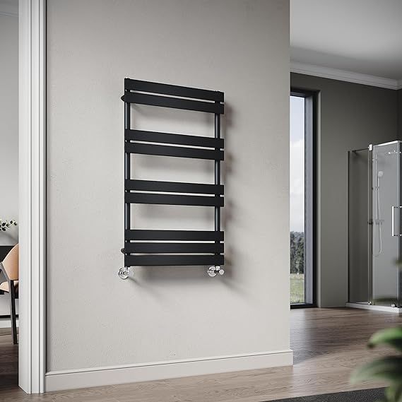 NILE 1000 x 600 mm Central Heating Towel Radiator Flat Panel Black