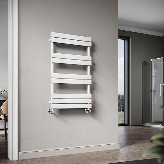 NILE 1000 x 600 mm Flat Panel Heated Towel Rail White Bathroom Towel Radiator