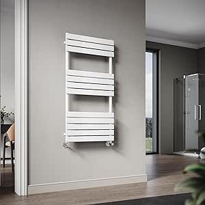 NILE 1200 x 600 mm Flat Panel Heated Towel Rail White Bathroom Ladder Radiator