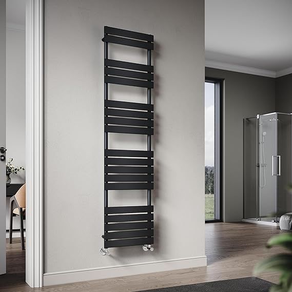 NILE 1800 x 450 mm Flat Panel Heated Towel Rail Black Ladder