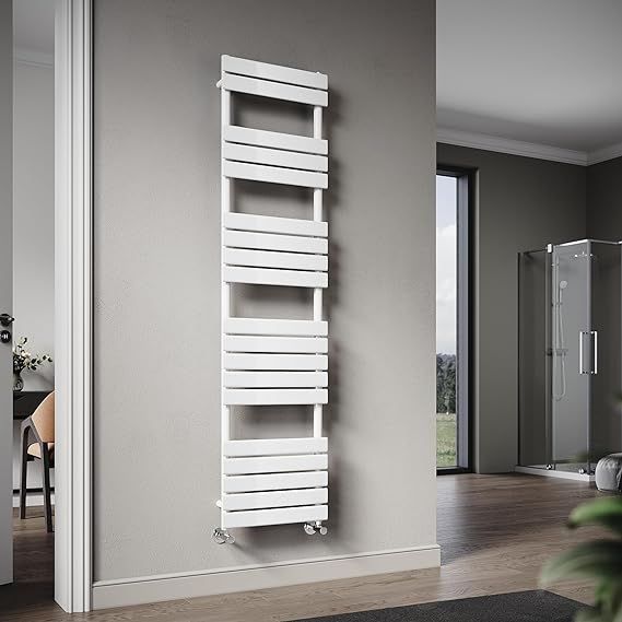 NILE 1800 x 450 mm Flat Panel Heated Towel Rail Bathroom Ladder Radiator White