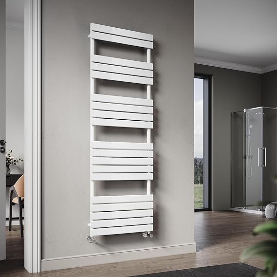 NILE 1800 x 600 mm Flat Panel Heated Towel Rail Bathroom Ladder Radiator White