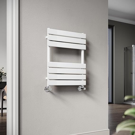 NILE 650 x 500 mm Central Heating Towel Radiator Flat Panel Heated Towel Rail White