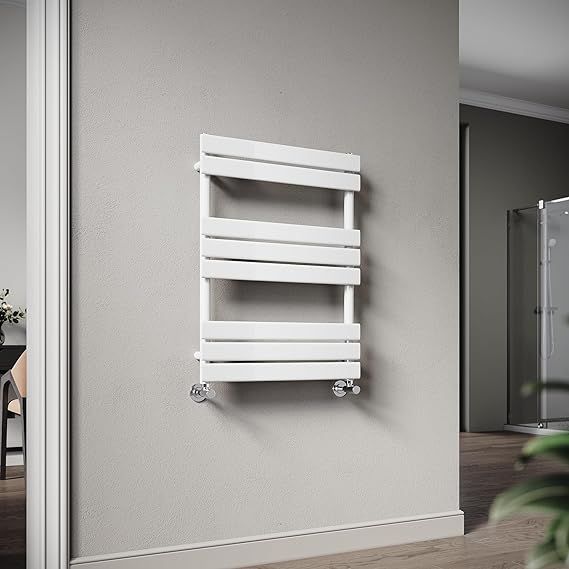 NILE 800 x 600 mm White Flat Panel Heated Towel Rail Bathroom Ladder Radiator