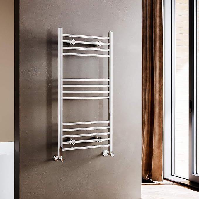 NILE 1000x500mm Straight Chrome Heated Towel Rail Rad Radiator Bathroom Central Heating