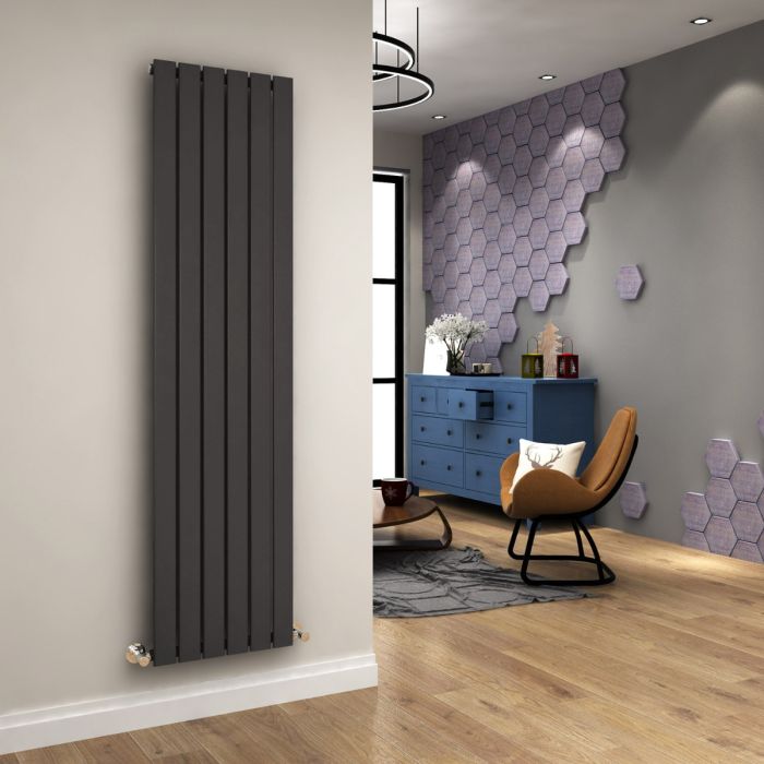 NILE 1800 x452mm Vertical Column Designer Single Anthracite Flat Panel Column Grey Radiator