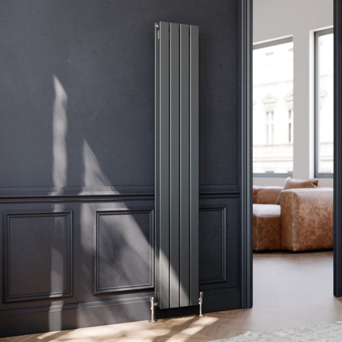 NILE 1800 x 300mm Vertical Column Designer Double Anthracite Flat Panel Radiator
