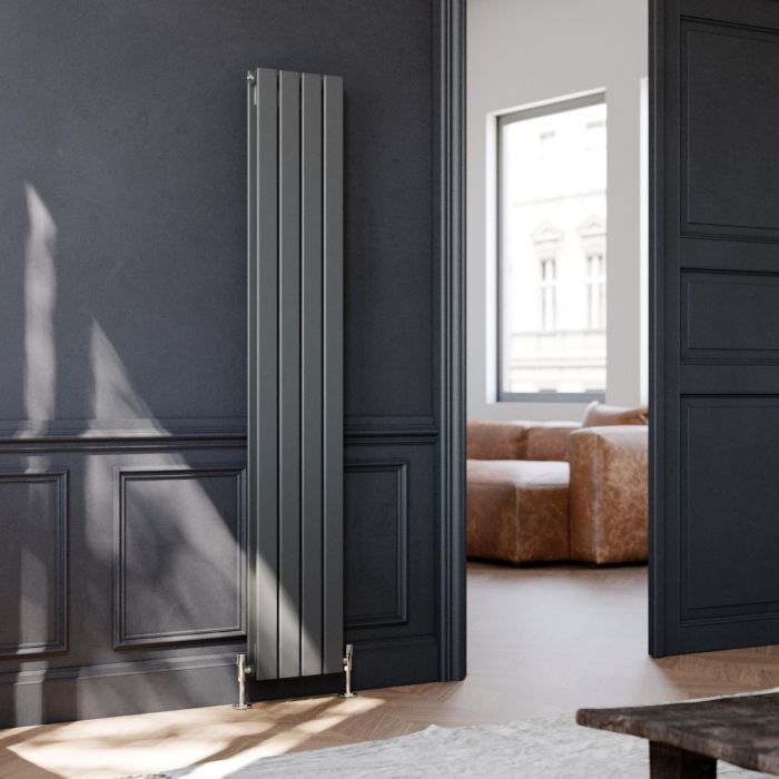 NILE 1800 x 300mm Vertical Column Designer Double Anthracite Flat Panel Radiator
