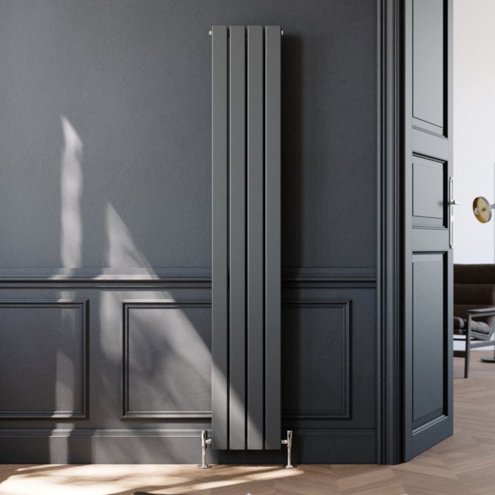 NILE 1800 x 300mm Vertical Column Designer Double Anthracite Flat Panel Radiator