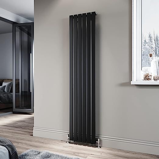 NILE Black Single Panel Radiator 1800 x 408mm Modern Flat Panel Column Designer Radiator