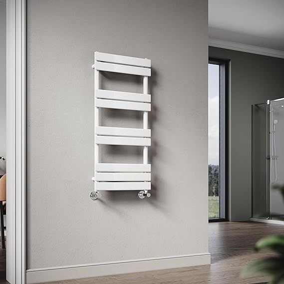 NILE 1000 x 450 mm Flat Panel Heated Towel Rail Central Heating Towel Radiator White