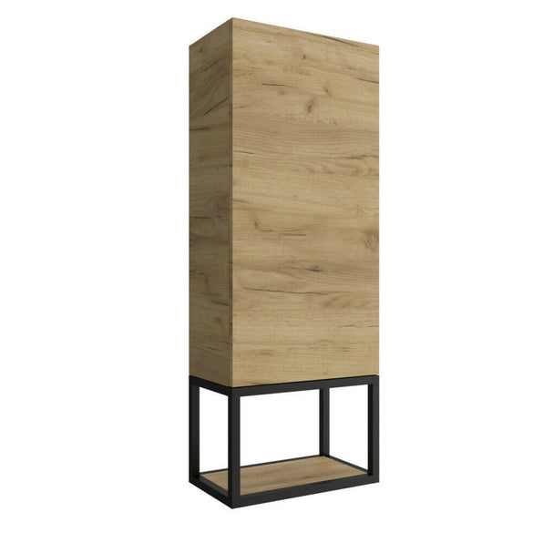 Black Vinci Noir 1060mm 1 Door Tall Frame Unit - Wall mounted Africa Oak - 1060 x 400 x 240mm