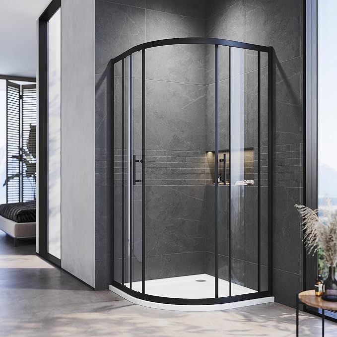 NILE 1200 x 800mm Quadrant/Offset Shower Enclosure Black Shower Cubicle
