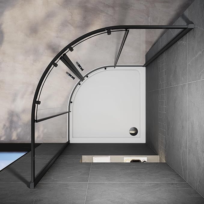 NILE 900 x 900mm Quadrant/Offset Shower Enclosure Black Shower Cubicle